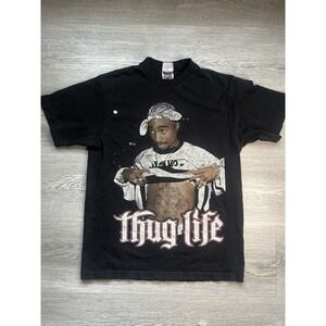 Vintage 1990s Shaka Wear Tupac Thug Life Rap Tee Shirt Retro Heavyweight Cotton